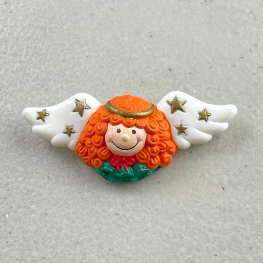 Vintage Smiling Angel Pin Small Face Wings Accent Lapel 1990s Y2K Christmas Gift